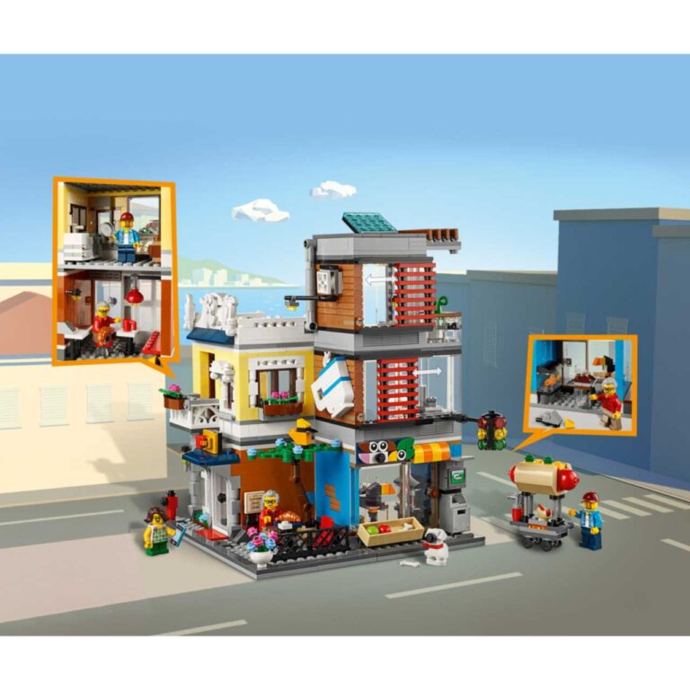 LEGO 31097 Creator Woonhuis, dierenwinkel & café - 31097 1 3 scaled