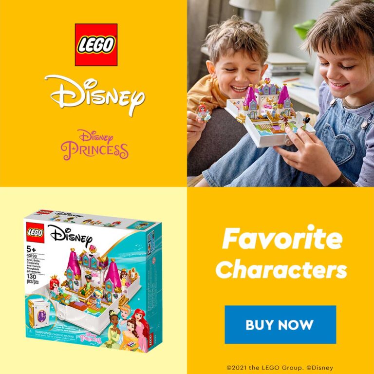 LEGO 43193 Disney Ariel, Belle, Assepoester en Tiana's verhalenboekavontuur - 43193 Princess Heroes 2HY21 SocialAd 1080x1080