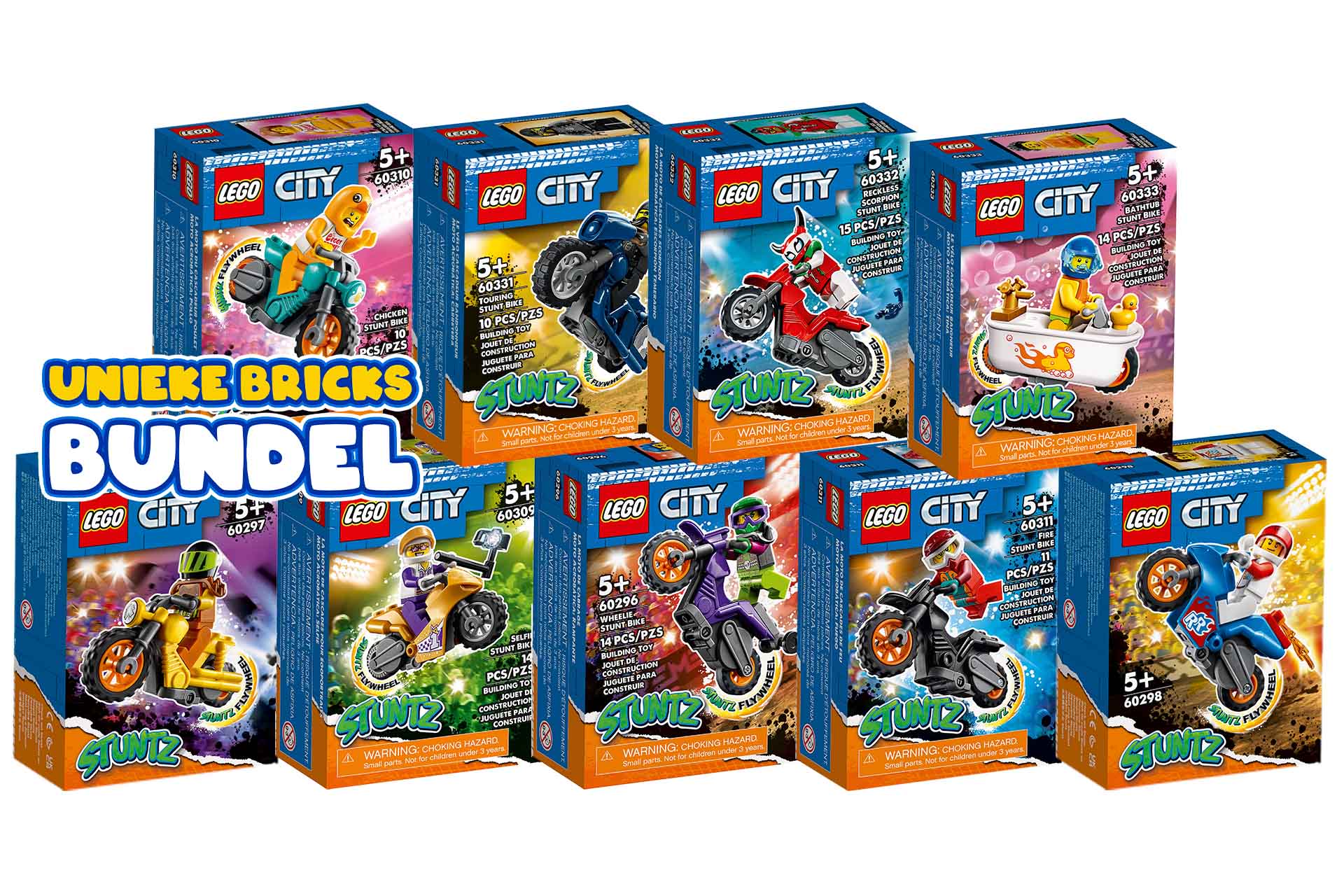 LEGO City Stuntz 9 bikes bundel - LEGO city stuntz bundel 9sets