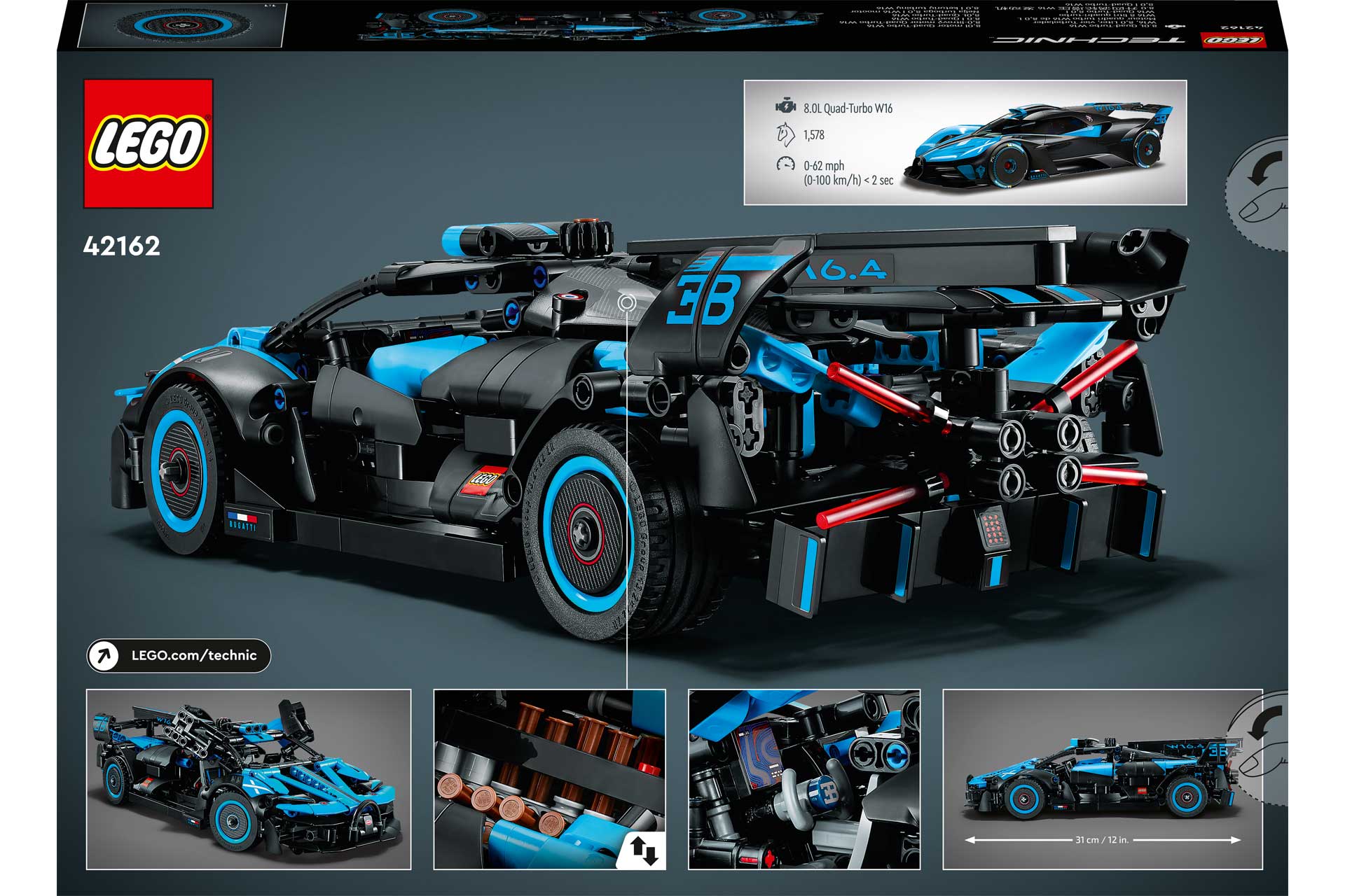 LEGO 42162 Technic Bugatti Bolide Agile Blue - Unieke Bricks - Passie