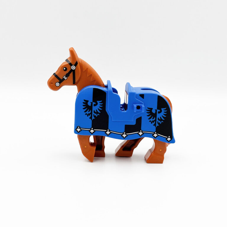 LEGO Kasteel Paard met paardendeken 1 - LEGO Bruin Paard Blauwe Paardendeken 2