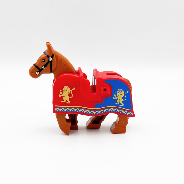 LEGO Kasteel Paard met paardendeken 4 - LEGO Bruin Paard Rode Paardendeken 2