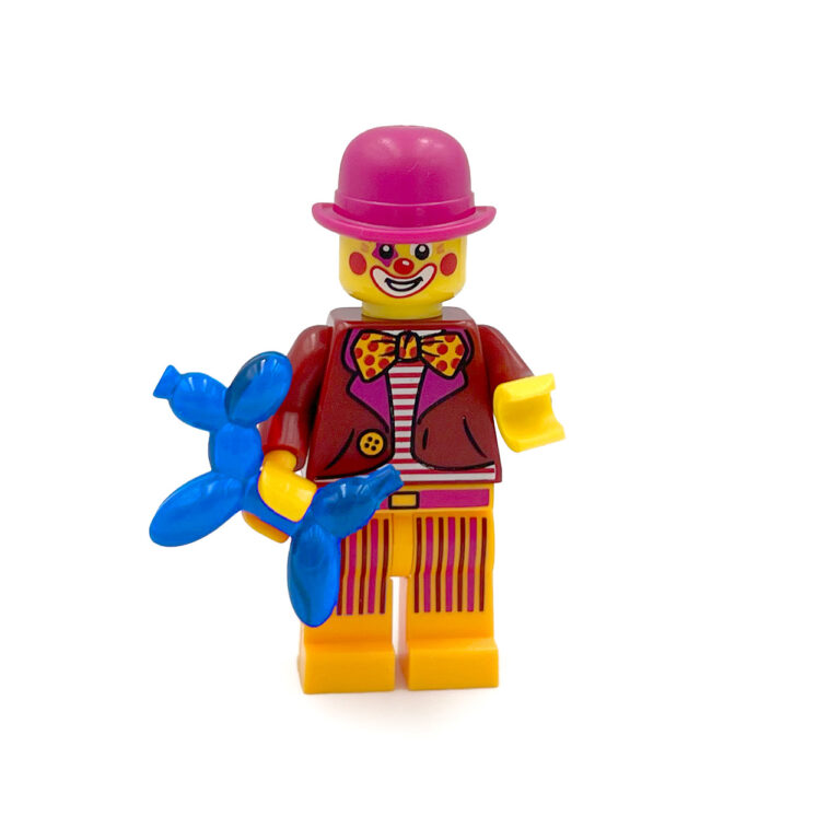 LEGO BAM Clown met roze hoed (Build a Minifigure) - LEGO Clown roze bolhoed blauwe hond