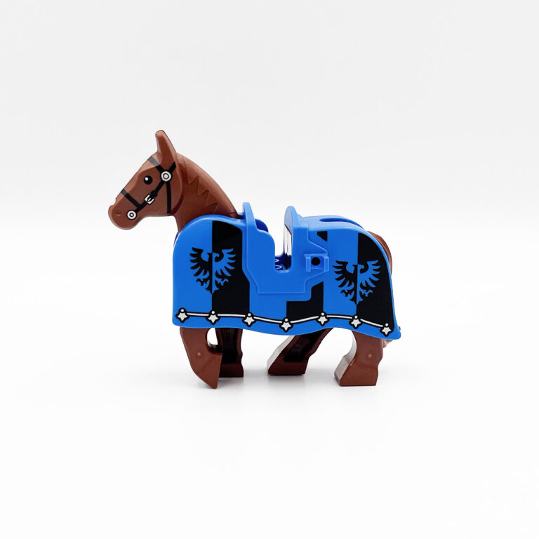 LEGO Kasteel Paard met paardendeken 3 - LEGO Donkerbruin Paard Blauwe Paardendeken 2