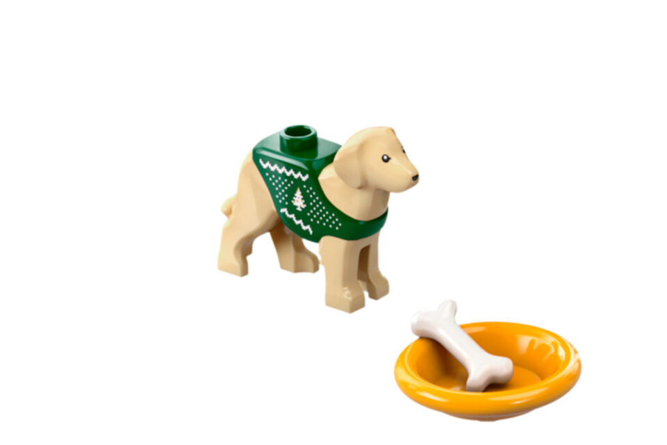 LEGO Labrador met kersttrui en voerbak