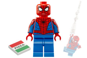 LEGO Spider-Man met pizza en webschieters minifiguur